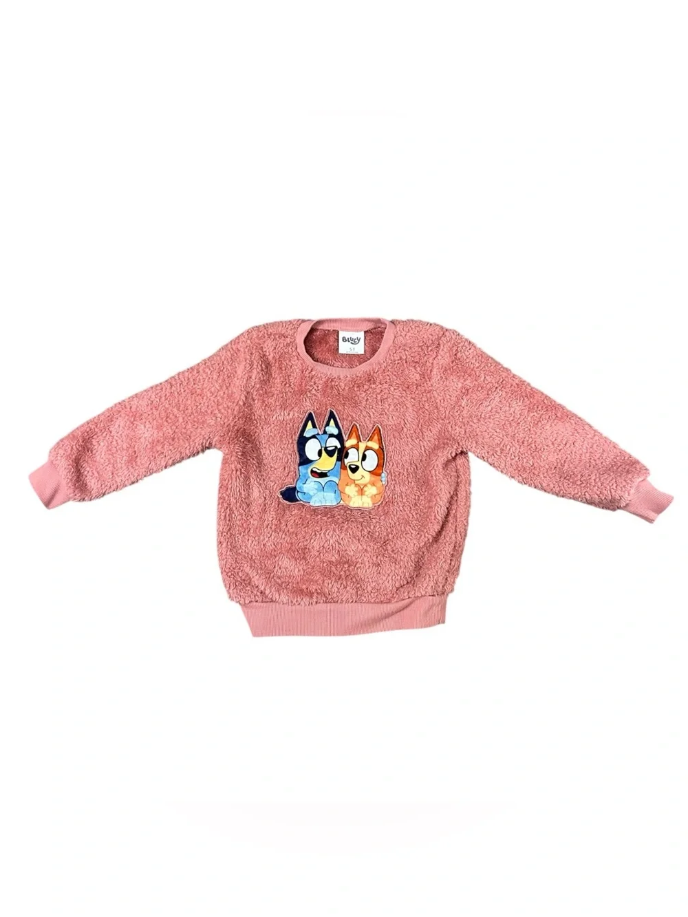 Bluey Girls 2 Piece Fleece Pajama Set Pink Bingo Bluey Top & Heart Leggings 5T